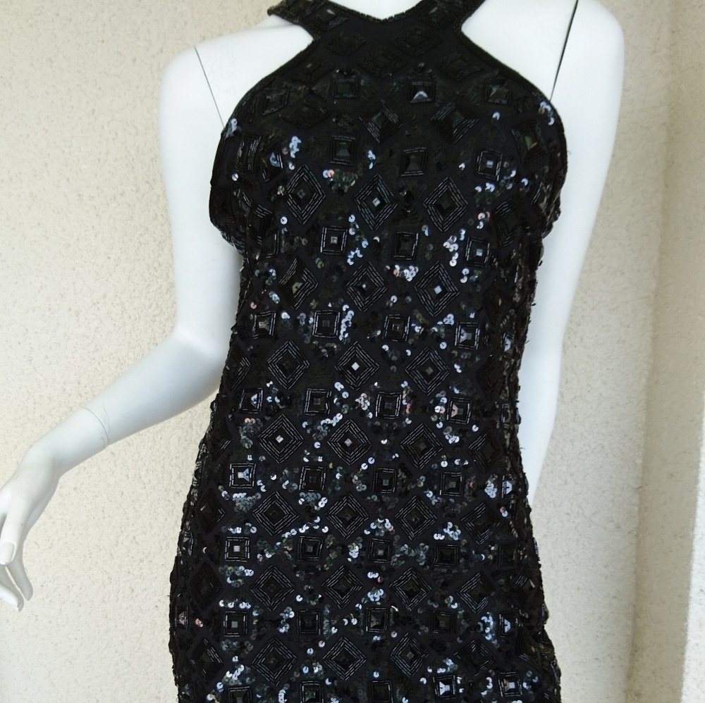 VINTAGE Evening Black Beaded Dress